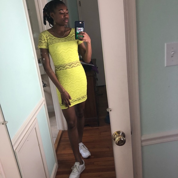 Free People Neon Yellow Lace Dress - Picture 2 of 8